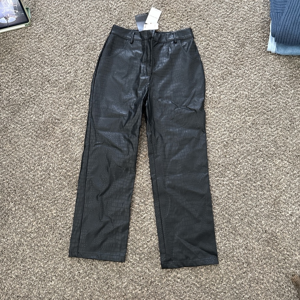 Skies Are Blue Textured Black Trousers
